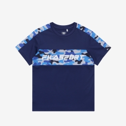 Fila Camo Print - Poikien Poolopaita - Sininen | FI-34205